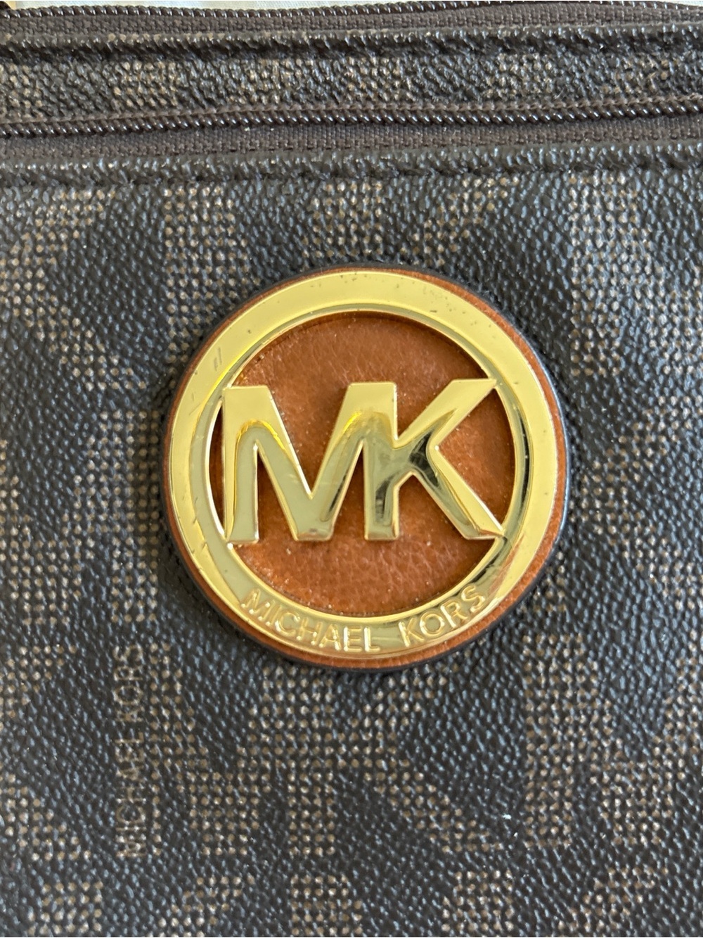 Michael Kors Dark Brown Signature MK Crossbody with Gold Logo - Picture 4 of 4